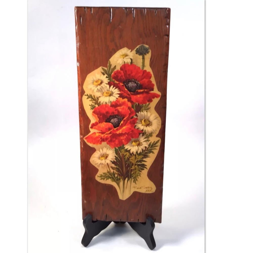 Vintage Robert Laessig Decoupage Wood Wall Art